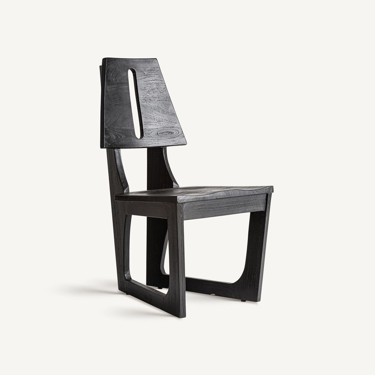 TEAK WOOD BLACK CHAIR