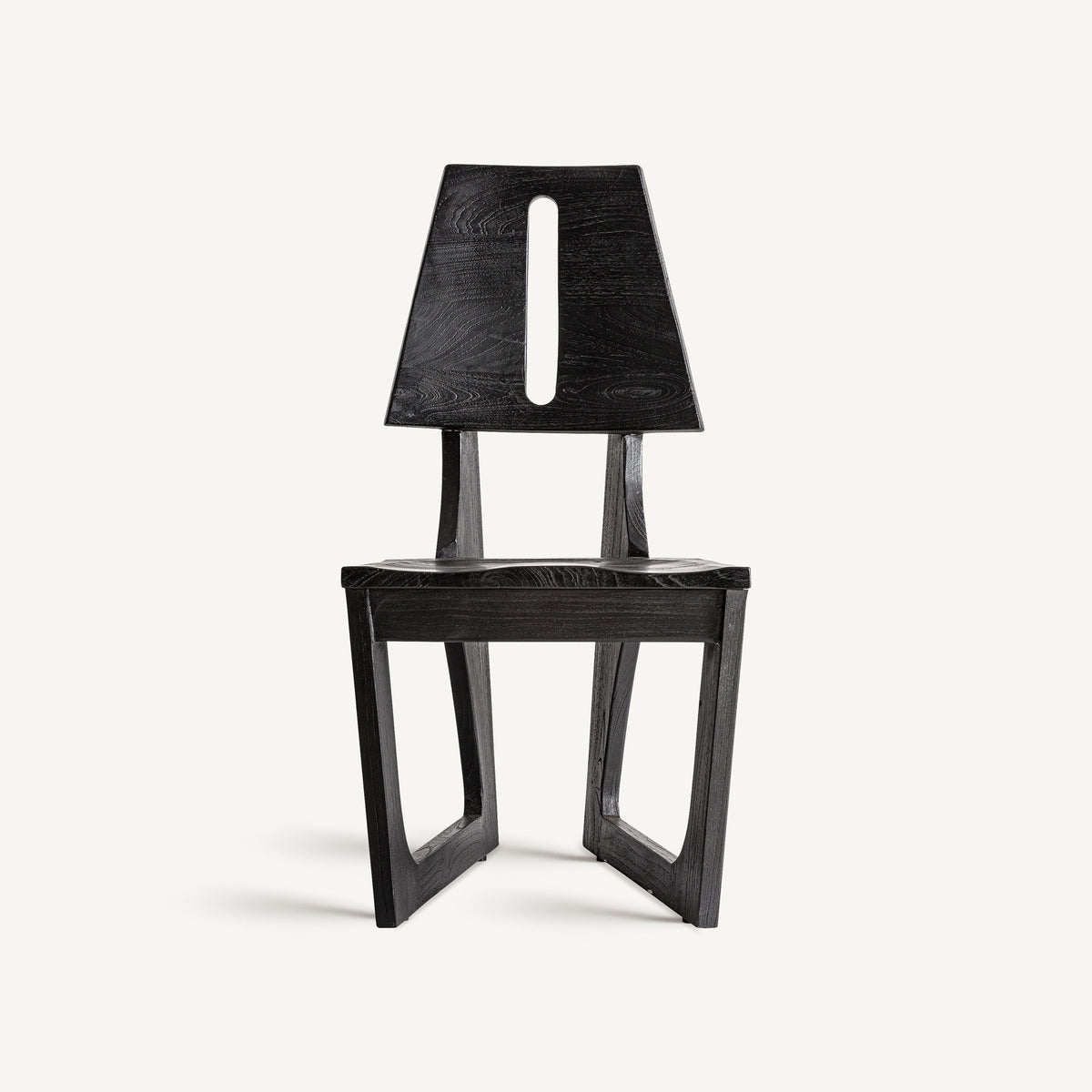 TEAK WOOD BLACK CHAIR