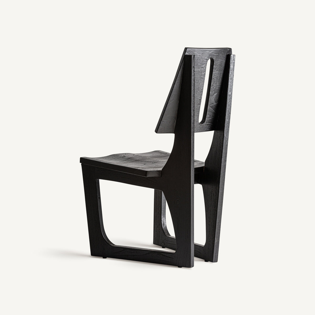 TEAK WOOD BLACK CHAIR