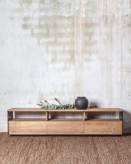 ШКАФ ЗА ТЕЛЕВИЗОР GEOX ОТ ТИКОВО ДЪРВО