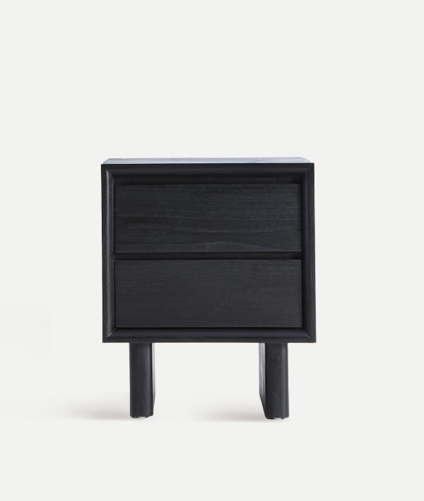 DEMMIN BLACK WOOD BEDSIDE TABLE