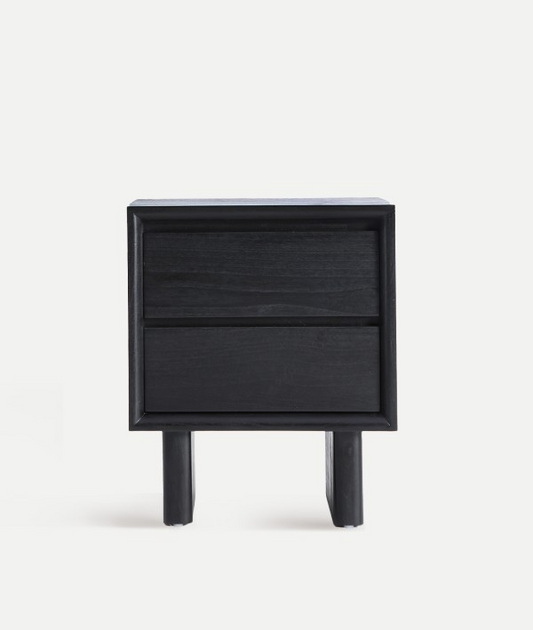 DEMMIN BLACK WOOD BEDSIDE TABLE