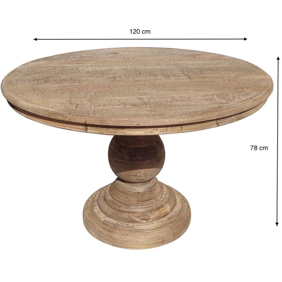 ARISTO КРЪГЛА ТРАПЕЗАРНА МАСА ОТ МАНГОВО ДЪРВО 120 см 